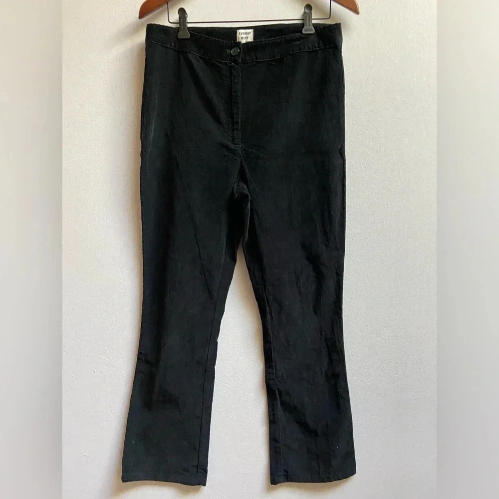 Sunday Best Aritzia Black High Waisted Corduroy Pants Straight Leg Size 10